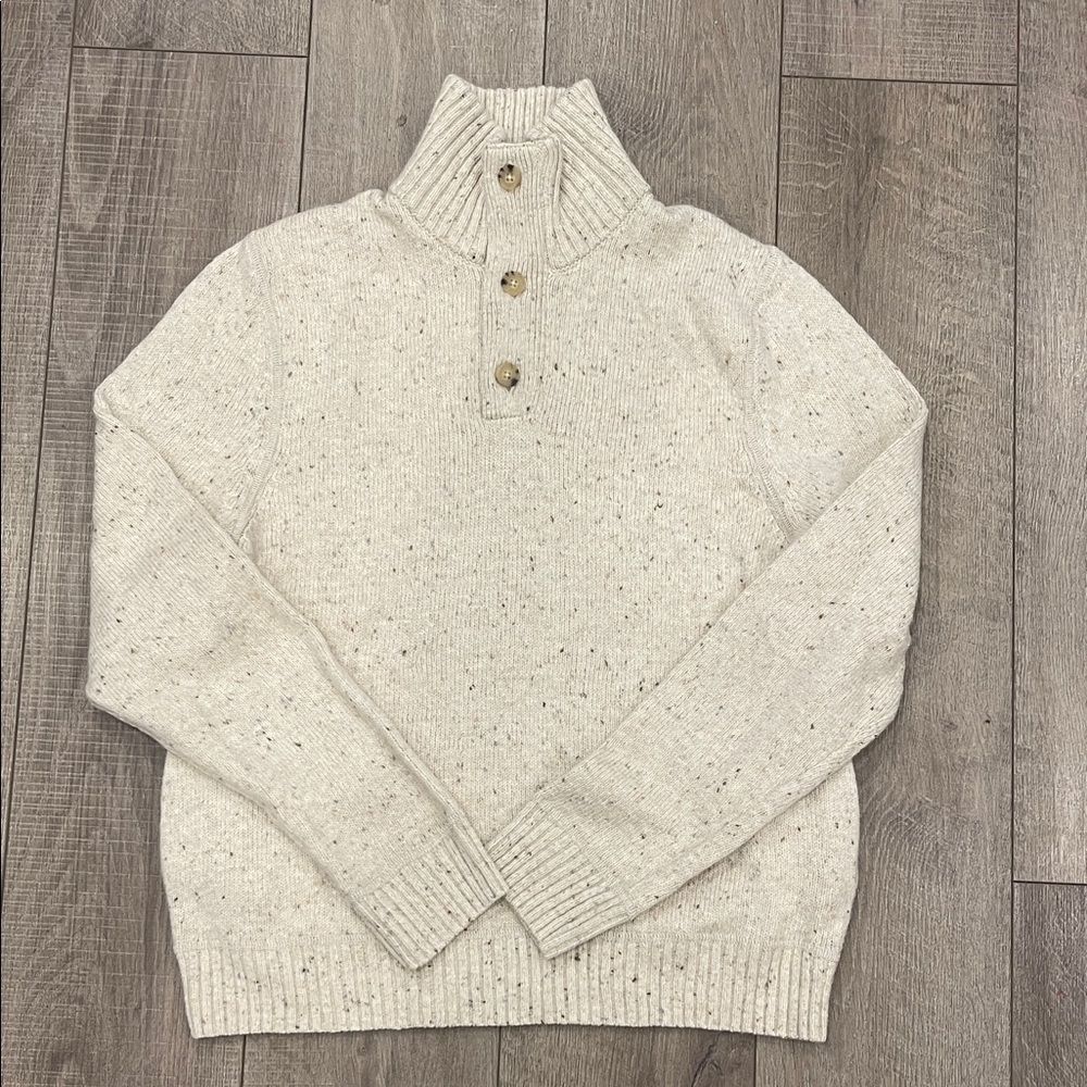 Lucky Brand Men’s Half Mock Neck Button Sweater Tan Size Medium